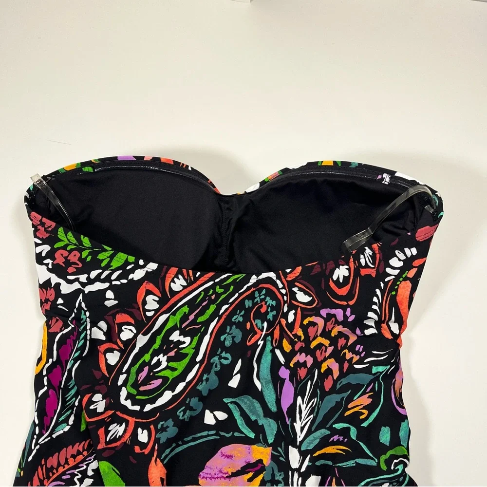 Anne Cole Twist Front Shirred One Piece Petaly Paisley print, size Medium - Picture 3 of 7